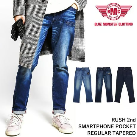 スマホ専用ポケット ストレッチデニム ジーンズ レギュラーフィット / BMC RUSH JEANS RINSE & DARK & LIGHT / R78W