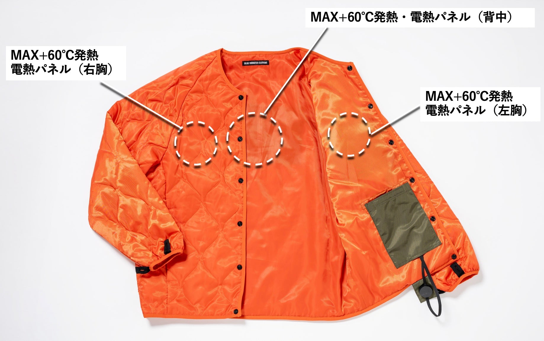 （第一期先行予約/10月13日まで）【着るコタツ】が冬のバイクライフを変える！「MAX+60℃」電熱シート搭載 ネオクラッシック防風電熱アウター【電熱MA-1】が遂に完成！