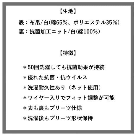 【日本製】繰り返し使える プリーツマスク 2枚セット / 50回洗濯でも抗菌効果持続