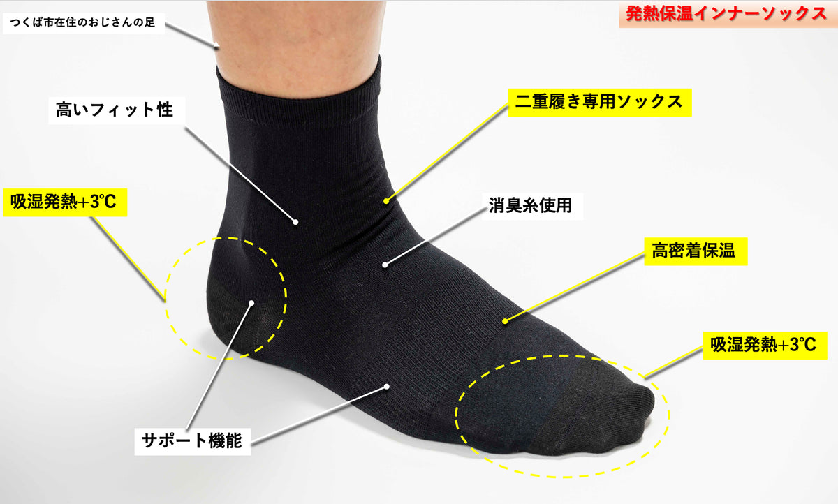 （10月6日出荷開始）ライダーの靴下二重履きが変わる！『吸湿発熱+3℃』『高保温性』薄くても暖かい二重履き専用【発熱保温インナーソックス】