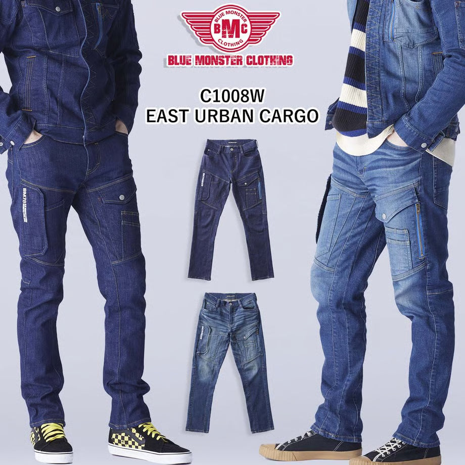 最新作業服 ストレッチデニム カーゴパンツ タイトフィット/ BMC EAST URBAN CARGO TIGHT TAPERED RINSE & MID USED / C1008W