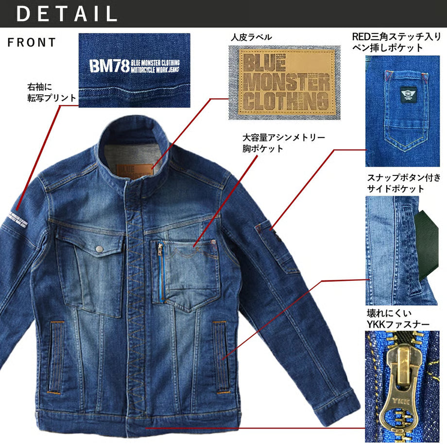 最新作業服 ストレッチデニム ジャケット レギュラーフィット/ BMC EAST URBAN the 3rd JACKET RINSE & MID USED / U1003W