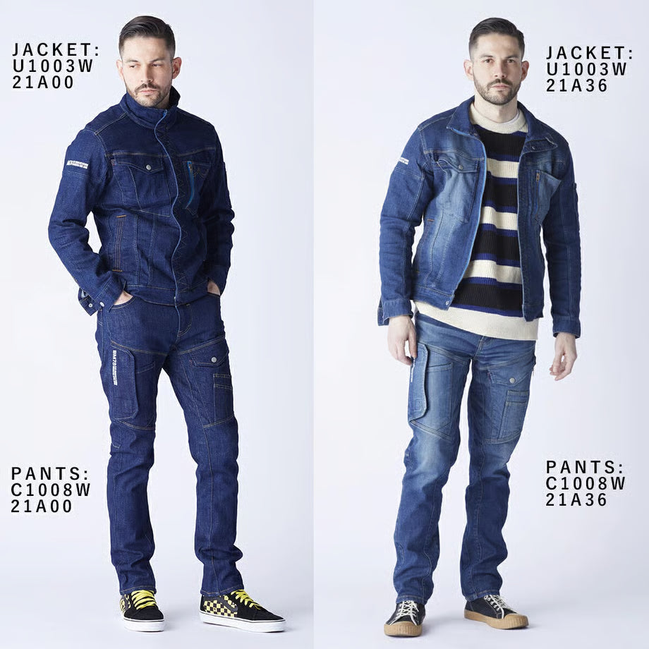 最新作業服 ストレッチデニム ジャケット レギュラーフィット/ BMC EAST URBAN the 3rd JACKET RINSE & MID USED / U1003W