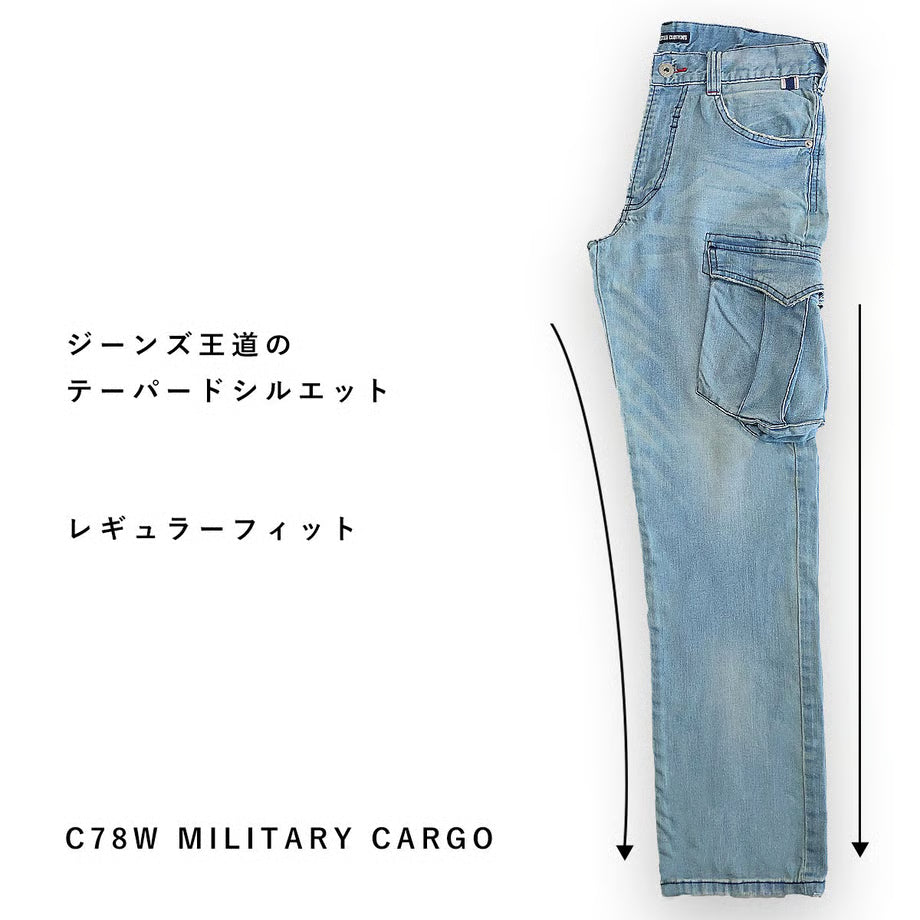 作業服 ストレッチデニム カーゴパンツ レギュラーフィット/ BMC MILITARY CARGO PANTS VOLCANO & OCEAN / C78W