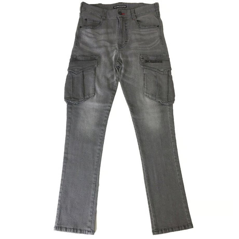 作業服 ストレッチデニム カーゴパンツ レギュラーフィット/ BMC MILITARY CARGO REBEL BLACK & MIDNIGHT / C78W