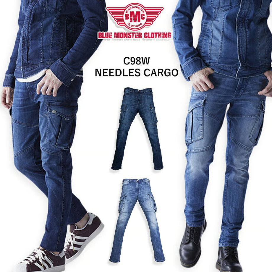 作業服 ストレッチデニム カーゴパンツ ナローフィット/ BMC NEEDLES SLIM CARGO PANTS DARK&LIGHT / C98W