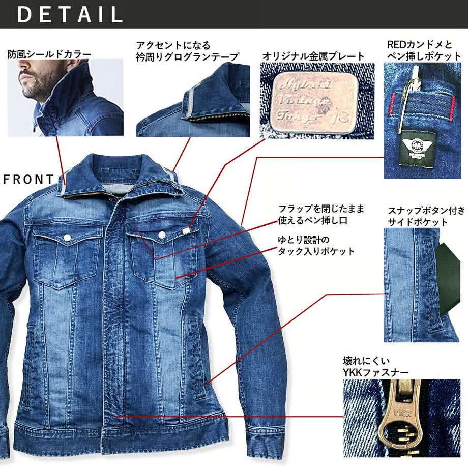 作業服 ストレッチデニム ジャケット ナローフィット/ BMC NEEDLES the 3rd JACKET DARK&LIGHT / U01W