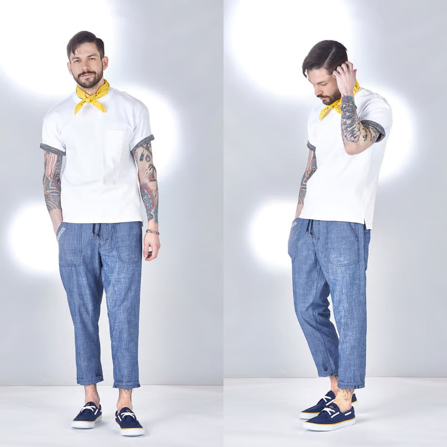 （サマーパンツ）シャンブレー ミラノベーカーパンツ / BMC  RUSH EASY MILAN PANTS ANKLE FADE /M78E1