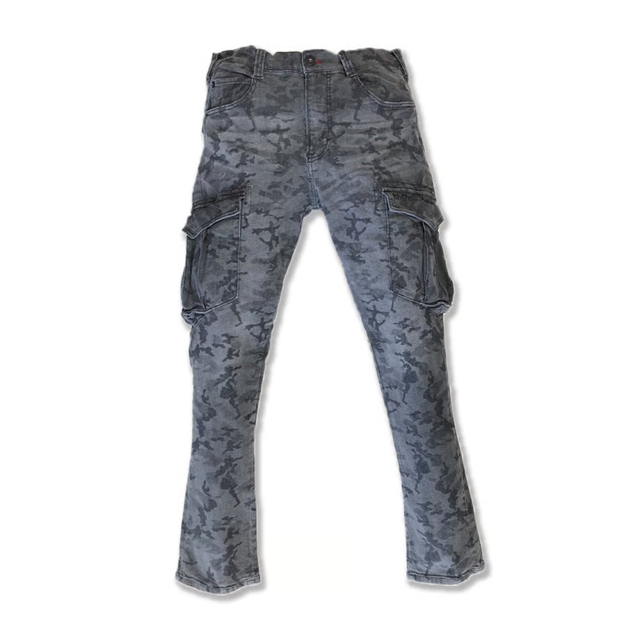 （限定：国内加工）作業服 ストレッチデニム カーゴパンツ レギュラーフィット/ BMC Re CAMO MILITARY CARGO CAMO BLACK & CAMO BLUE / C78W