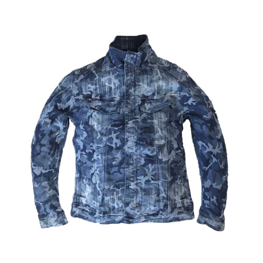 （限定：国内加工）作業服 ストレッチデニム ジャケット レギュラーフィット/ BMC Re CAMO URBAN the 3rd JACKET CAMO BLACK & CAMO BLUE/ U03W
