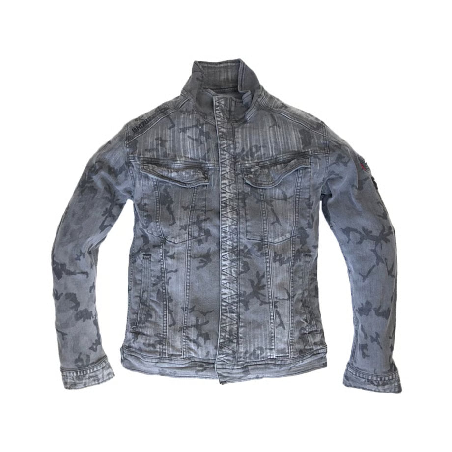 （限定：国内加工）作業服 ストレッチデニム ジャケット レギュラーフィット/ BMC Re CAMO URBAN the 3rd JACKET CAMO BLACK & CAMO BLUE/ U03W