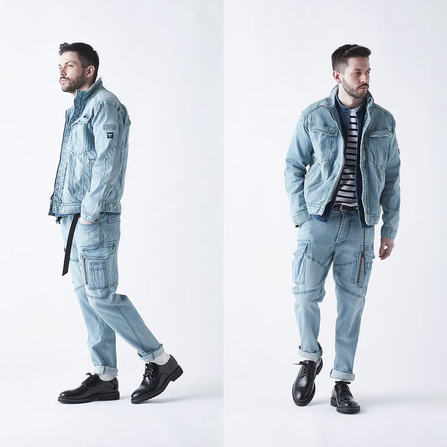 作業服 ストレッチデニム カーゴパンツ タイトフィット/ BMC URBAN CARGO PANTS VOLCANO & OCEAN / C88W