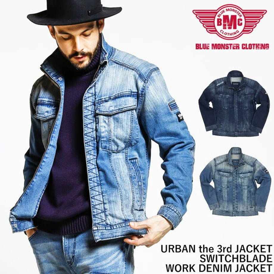 作業服 ストレッチデニム ジャケット レギュラーフィット/ BMC URBAN the 3rd JACKET DARK & LIGHT / U03W